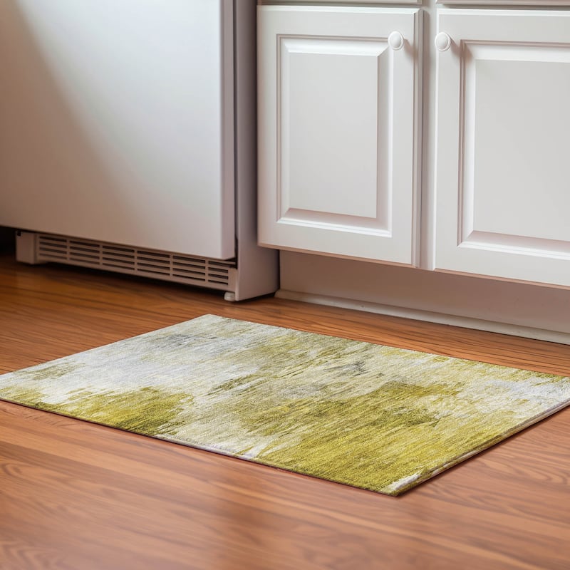 Premium Washable Super Soft Watercolor Mayfield Rug - Gold - 1' 8" x 2' 6"