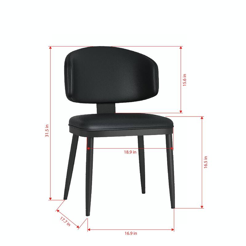 Roomfitters Dining Chairs Set of 2, Modern PU Leather Kitchen Side Chair, Upholstered Seat with Metal Legs