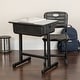 preview thumbnail 2 of 5, Pedestal Frame Adjustable Height Student Desk and Chair - 23.63"W x 17.75"D x 28.25" - 31.50"H