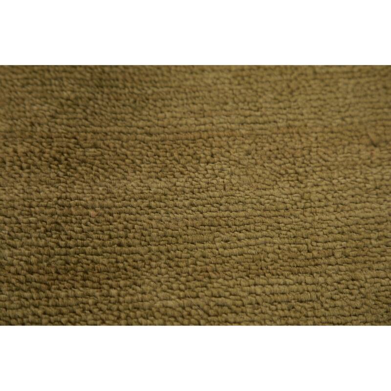 Hand Knotted Oriental 100% Wool Carpet Modern Solid Green Gabbeh Area Rug - 14' 0'' X 9' 11''