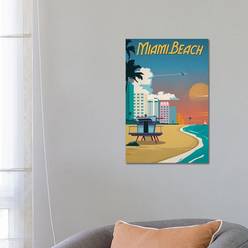 iCanvas "Miami Beach" by IdeaStorm Studios Canvas Print - 26x18x1.5