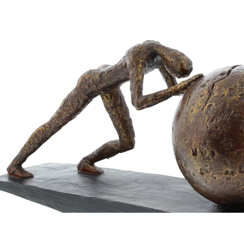 Polystone People Decorative Sculpture with Ball - Brown - Roche River Decor