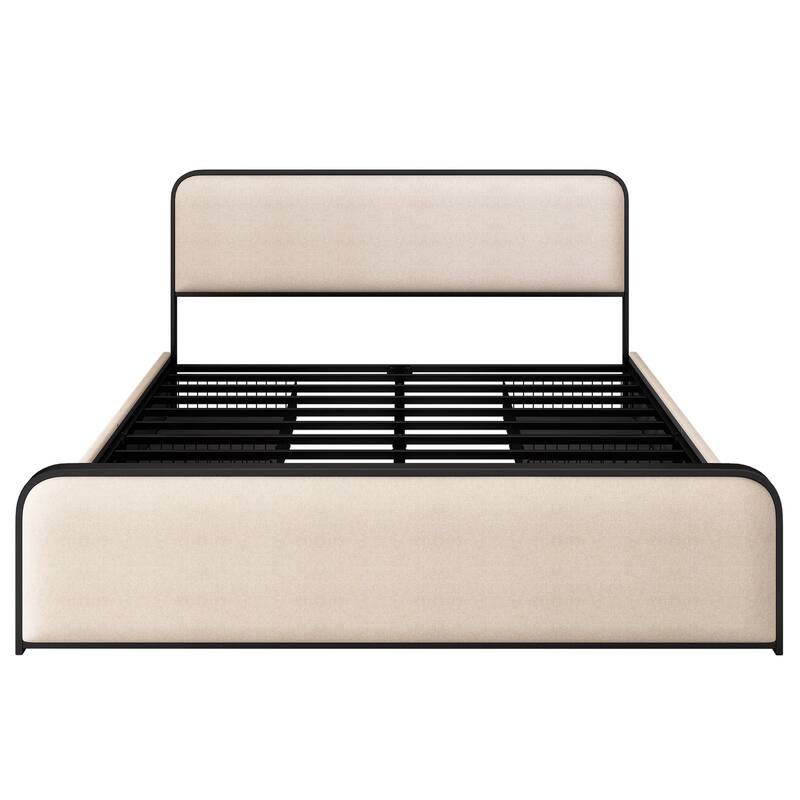 Metal Frame King Size Platform Beds with Headboard Footboard and 4 Storage Drawers