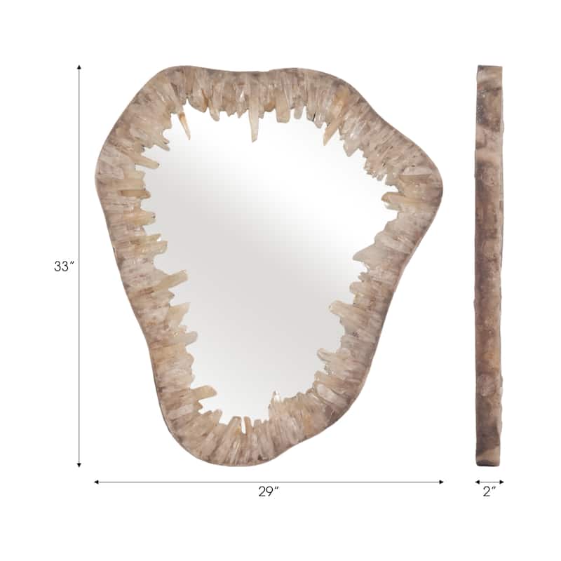 Sagebrook Home Quartz Unique Mirror, Ivory, Novelty, 33"H - 29" x 2" x 33"
