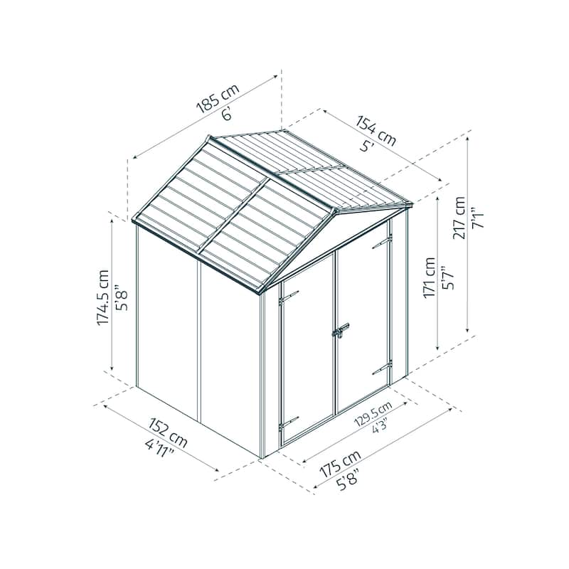 Rubicon Dark Gray Garden Storage Shed