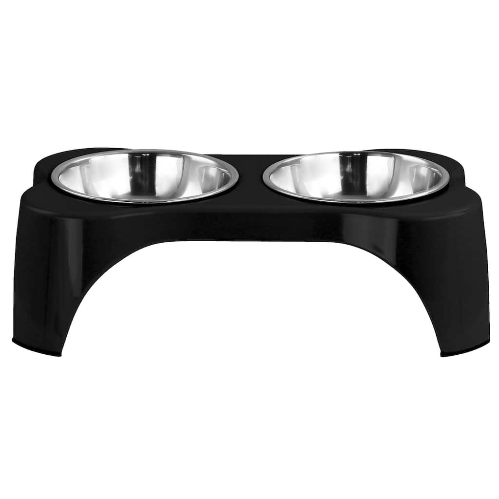 Gibson Home Bow Wow Meow 3 Piece Elevated Pet Bowl Dinner Set