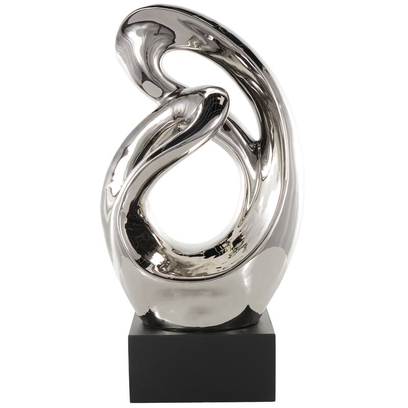 Ceramic Abstract Decorative Sculpture - Silver - Roche River Decor - Silver