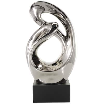 Ceramic Abstract Decorative Sculpture - Silver - Roche River Decor