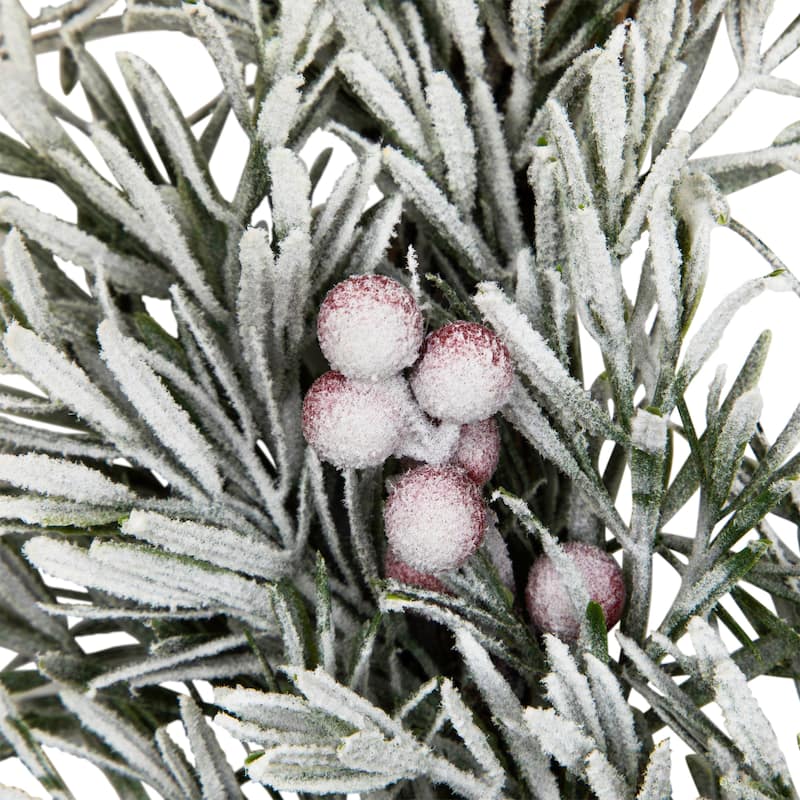 Pine Cones and Berries Flocked Rosemary Artificial Christmas Wreath - 20" - Unlit