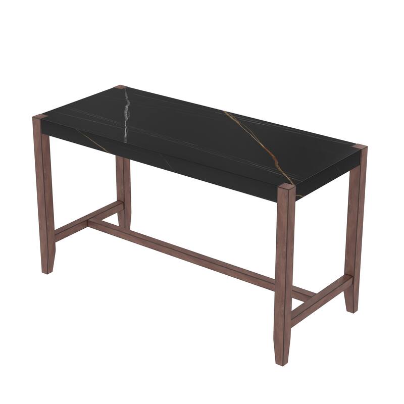 Counter Height Table, 47.5 Inch Faux Marble Finish Bar Dining Table, Modern Bar Tall Dining Table