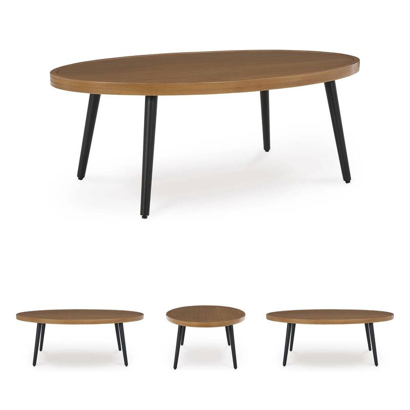 Signature Design by Ashley Horizon Hall Brown/Black Outdoor Coffee Table - 48.13" W x 29.88" D x 18" H