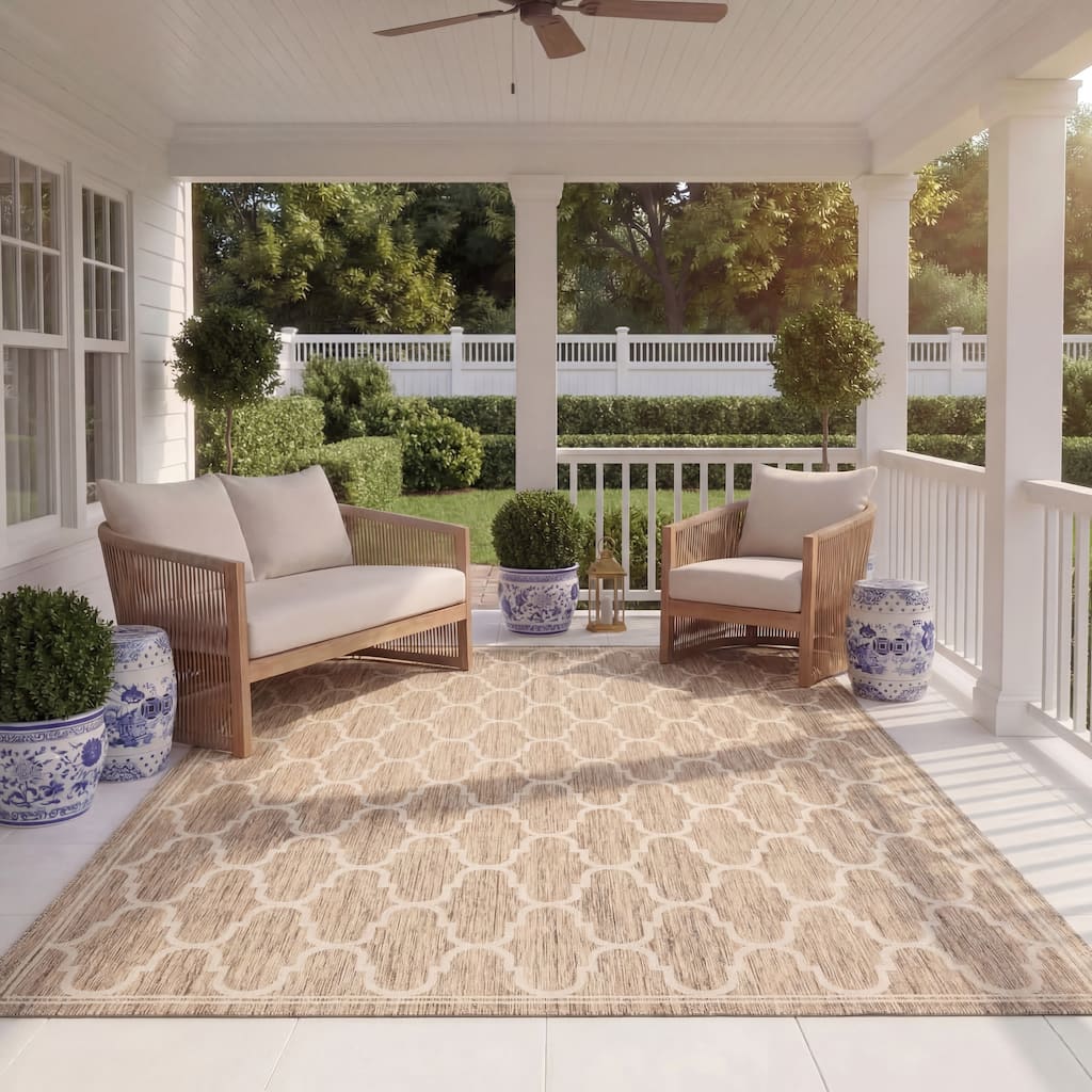 SAFAVIEH Courtyard Sufia Waterproof Trellis Backyard Patio Rug