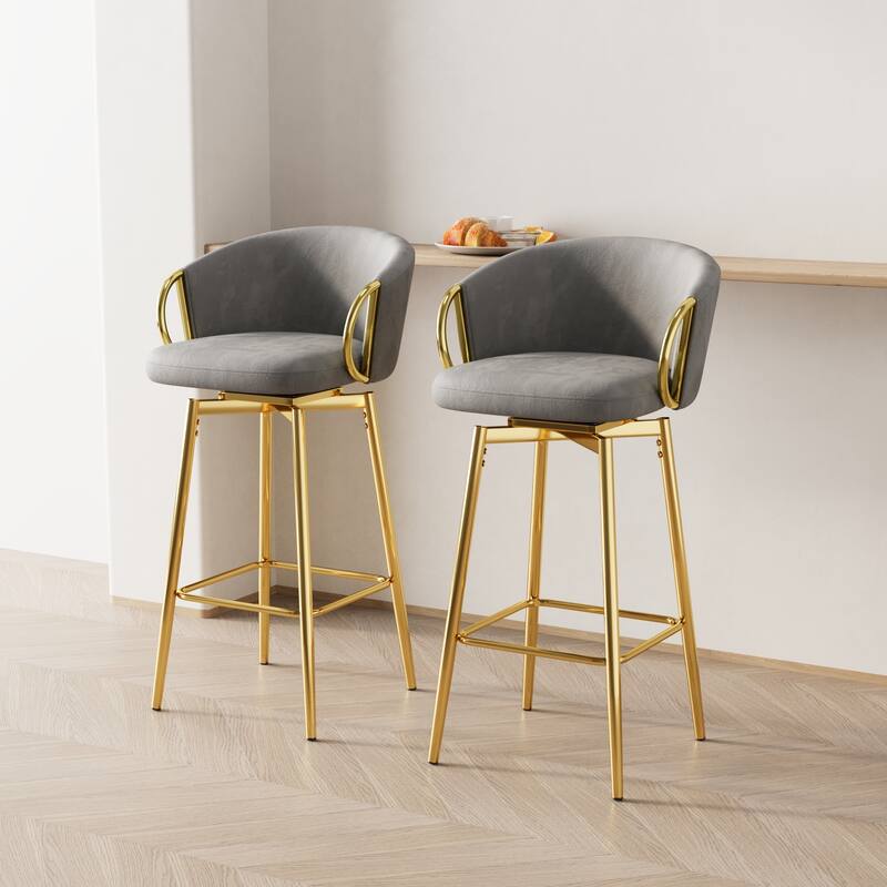 30 Inch Dining Chairs Set Of 2 Modern Style 360°Swivel Bar Chairs With Simple Design