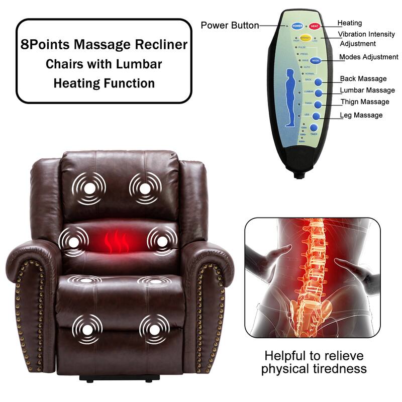 Breathable Rivet Power Lift Recliner Chair with Massage,Heat and USB Port