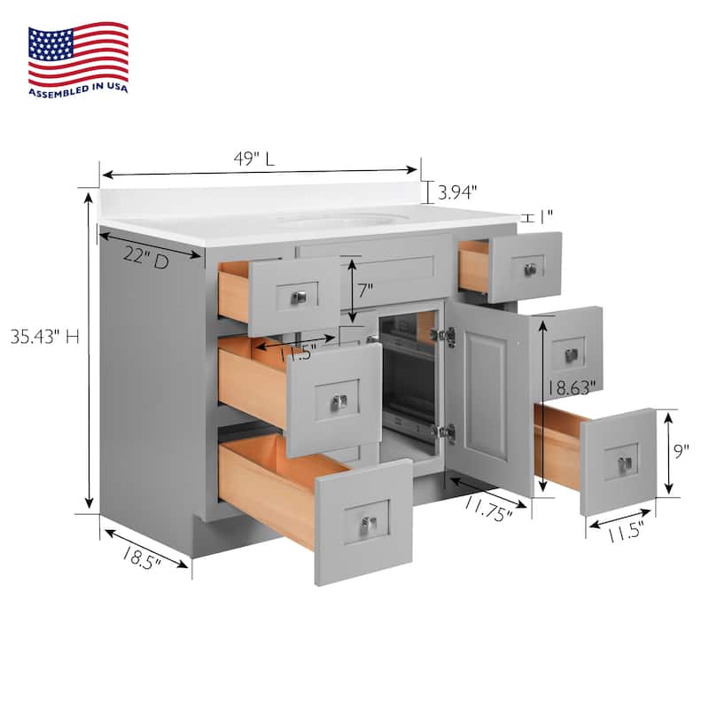 Design House 232819 Brookings 49" Free Standing Single Basin Vanity
