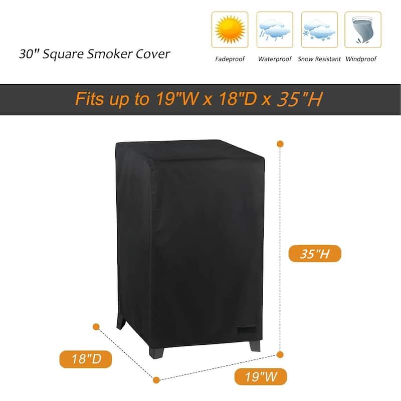 Heavy Duty Smoker Cover , Waterproof 400D with UV Protection for 40 Electric Smokers (Fits 19×18×35 Inches), All-Weather