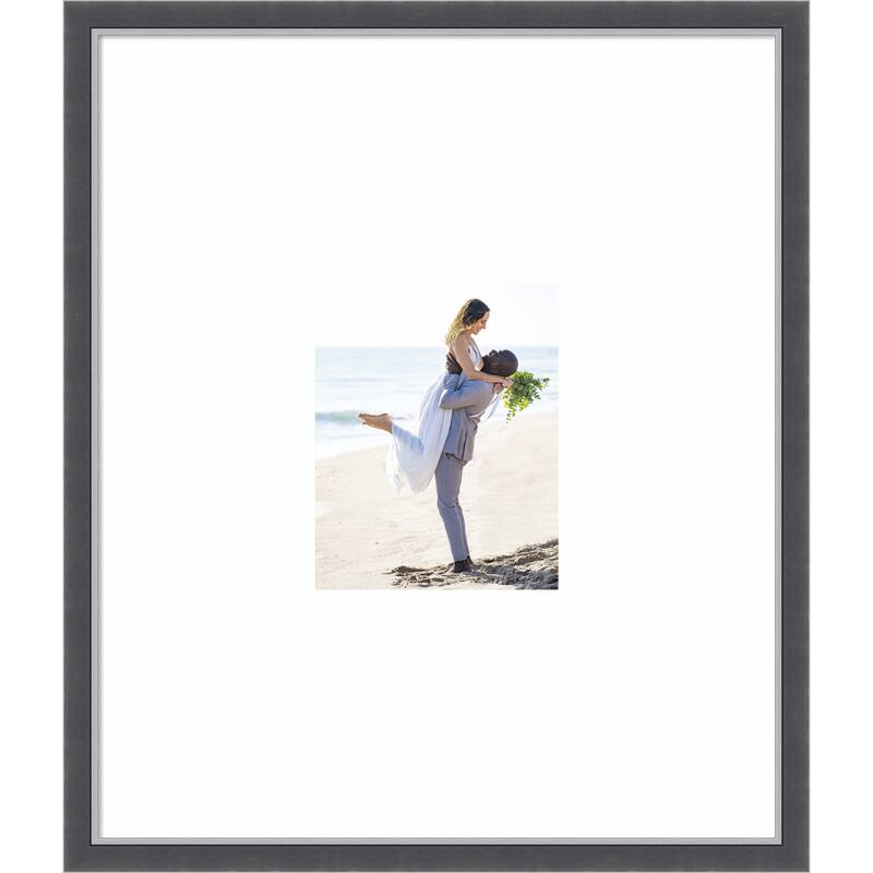 Eva Black Silver Thin Framed Picture Frame, Photo Frame - 22x26 Matted White 8x10