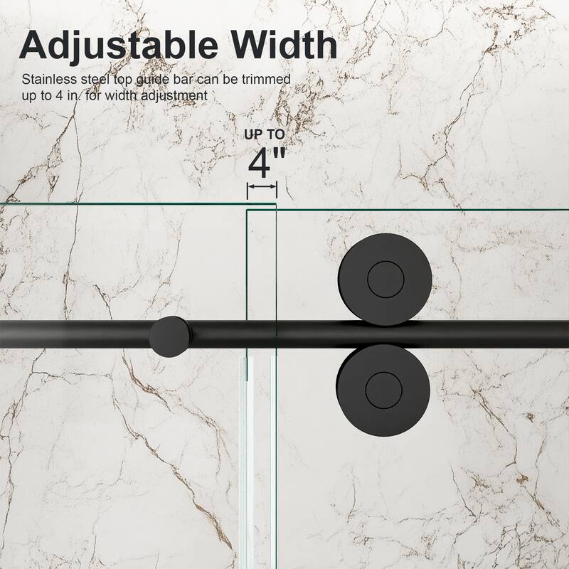 56"-60"W x 72"H Frameless Single Sliding Shower Door - 5/16" (8mm) Clear Tempered Glass