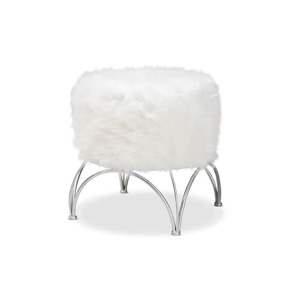 white faux fur stool