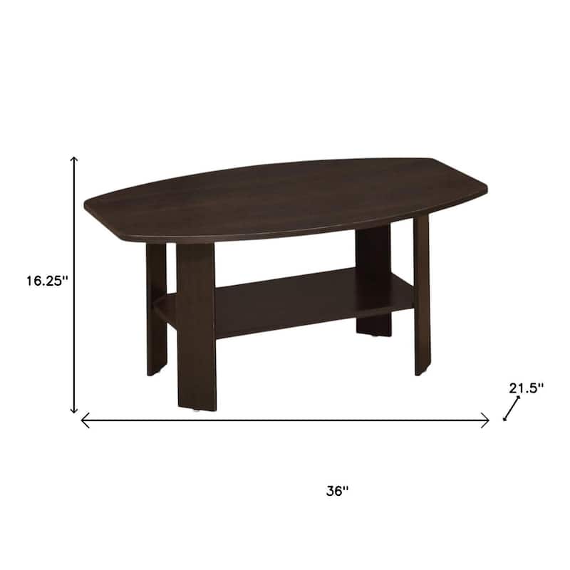 HomeRoots Set of Three 36" Brown Coffee Table With Shelf - 36.00 in. x 16.25 in. x 21.50 in.