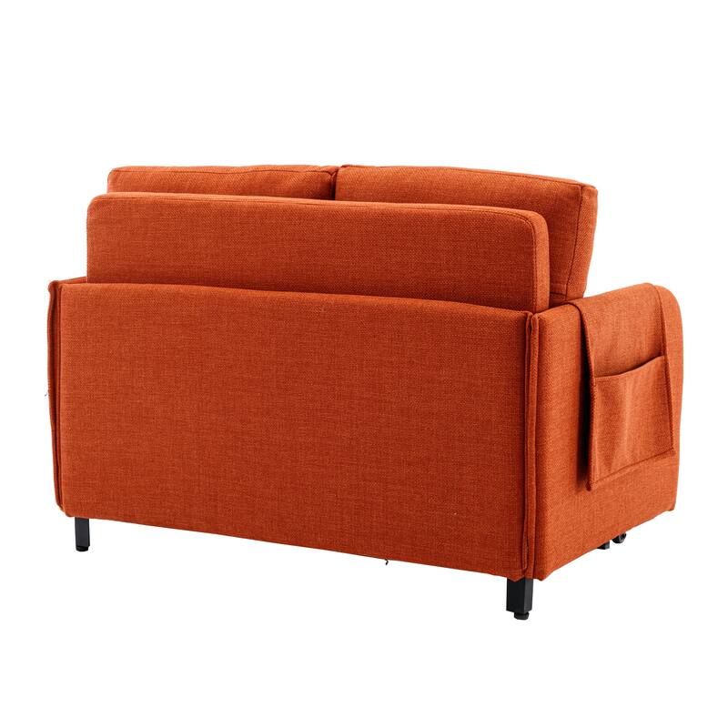 Modern Velvet Loveseat Couch with Pull Out Bed