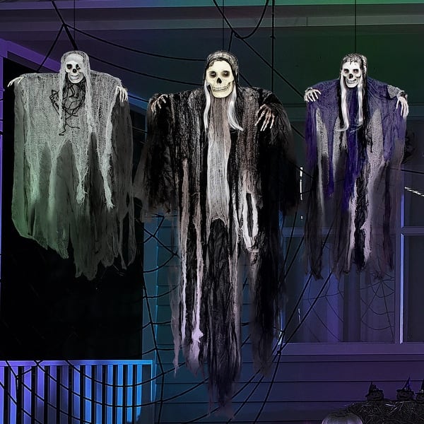 slide 2 of 7, 3-Pack 40" Skeleton Ghosts Outdoor Decor