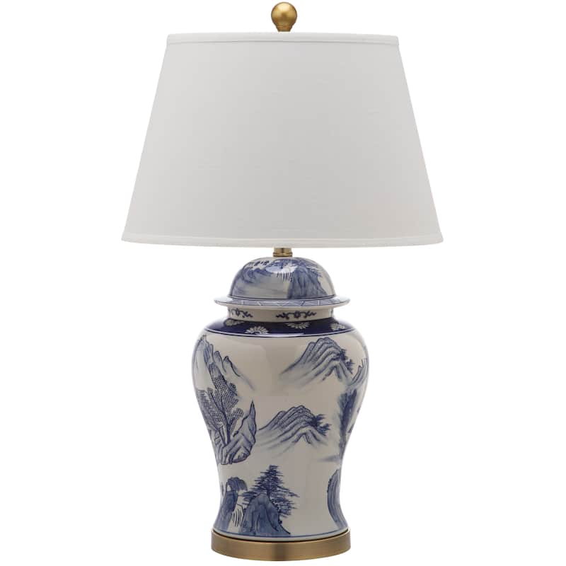 SAFAVIEH Lighting 29-inches Shanghai Blue/ White Ginger Jar (Set of 2) - 17"x17"x29.5"