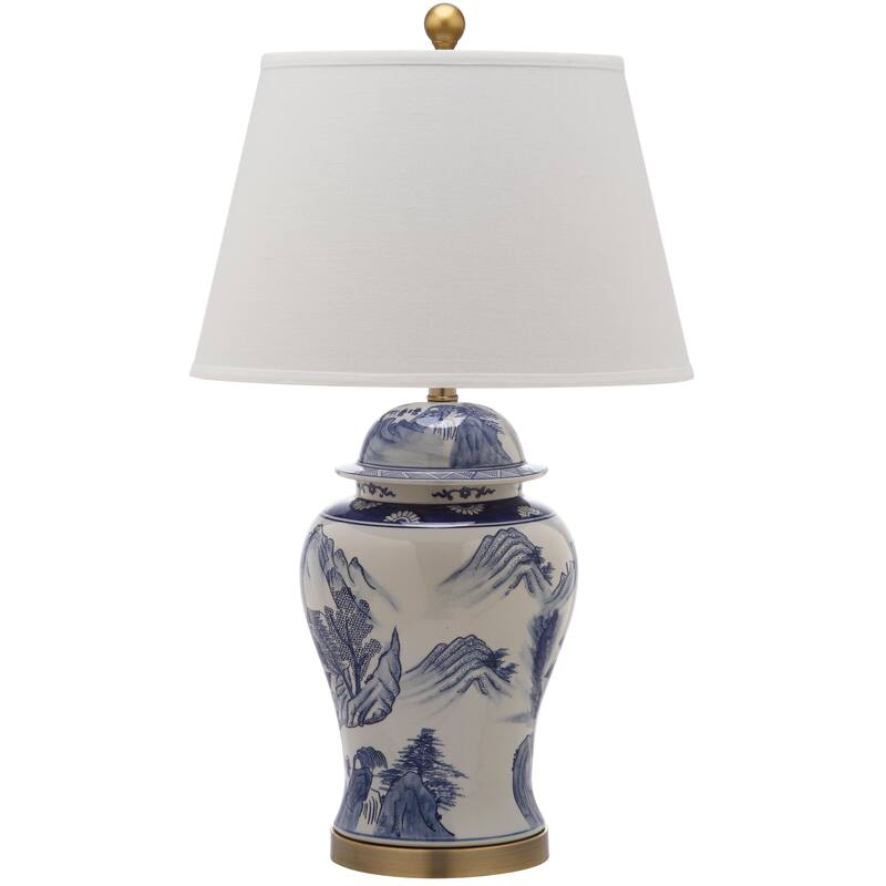 SAFAVIEH Lighting Tamiko 29-inches Blue/ White Ginger Jar (Set of 2) - 17"x17"x29.5" - 17Wx17Dx30H
