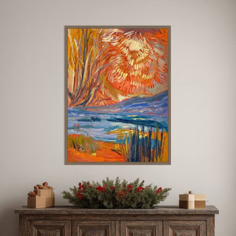 Cadmium Winter Solstice II by Dorothy Fagan (23 x 30 in.), Framed Canvas Wall Art Print - Sylvie Dark Gold