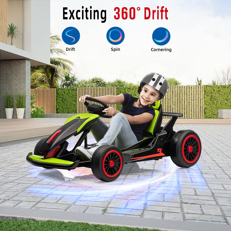 24V Electric Drift Go Kart for Kids 6-12 Best Gift, Green
