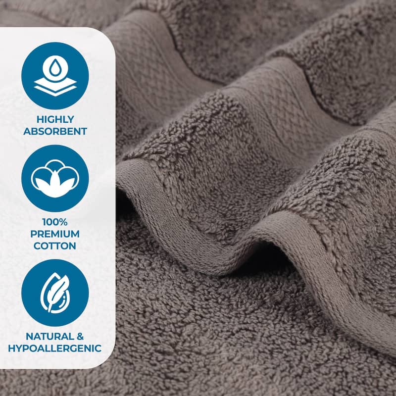 Superior Chevron Zero Twist Solid and Jacquard Cotton 8 Piece Towel Set