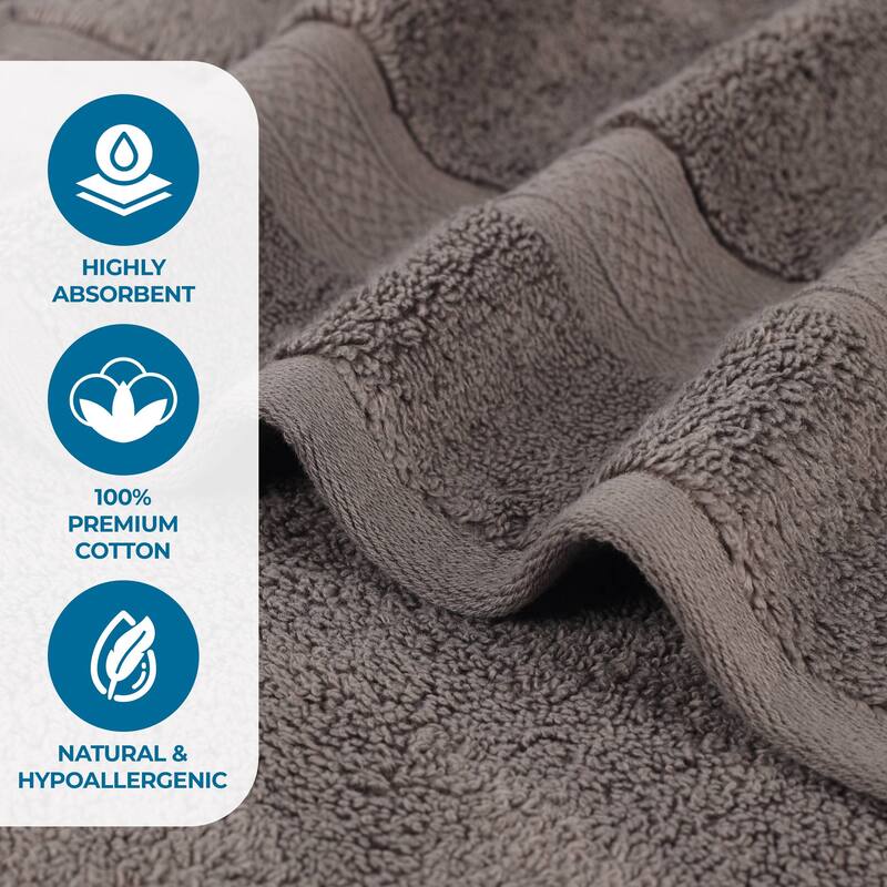 Superior Chevron Zero Twist Solid and Jacquard Cotton 9 Piece Towel Set