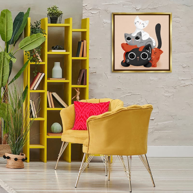 Stupell Stacked Cats Pile Framed Floater Canvas Wall Art Design By Sarah Hickman