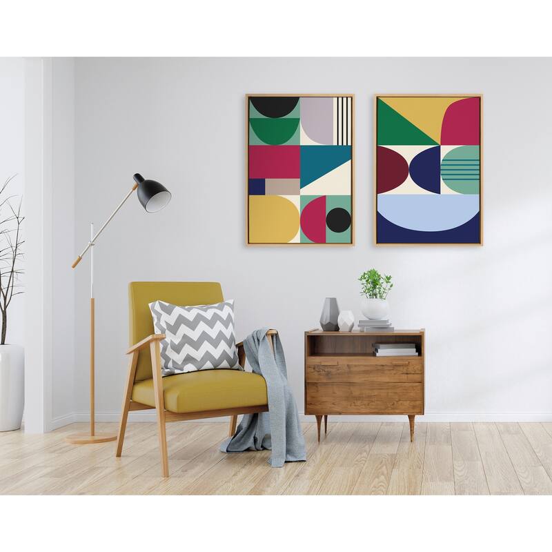 Kate and Laurel Sylvie MCM Pattern 10 11 Framed Canvas by Rachel Lee