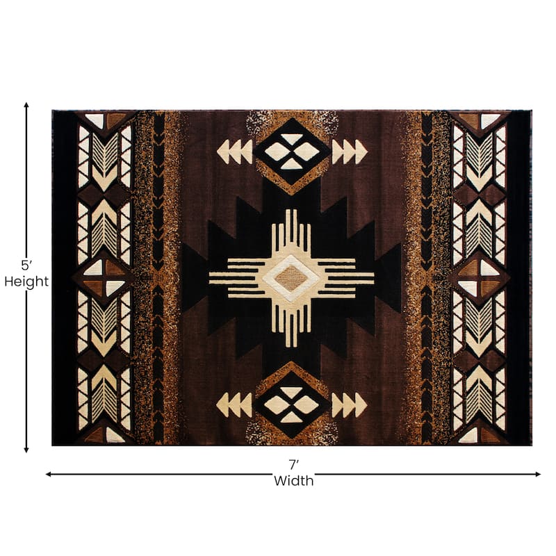 Traditional Southwestern Style Olefin Fiber Geometric Area Rug