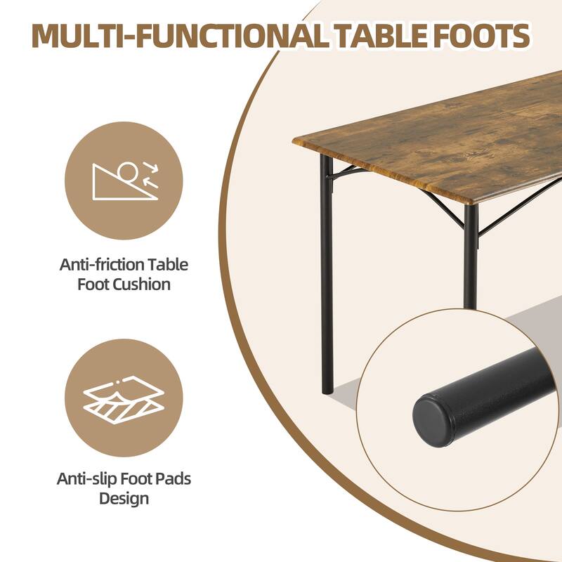 Space-Saving Dining Table Set for 4-6 People with Storage Shelf and Bench, Ideal for Living Room and Dining Room