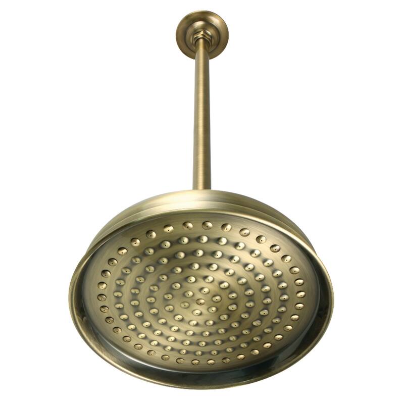Kingston Brass Trimscape 10-Inch Showerhead with 17-Inch Ceiling Mounted Shower Arm - Antique Brass