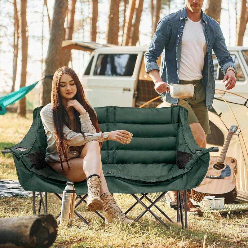DoCred Oversized 2 Person Folding Fully Padded Camping Chair