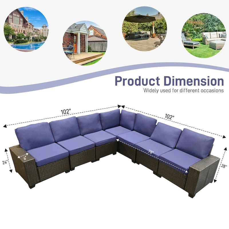 Zenova Patio Conversation Sets,Wicker Rattan Chairs Sofa Sets,Patio Furniture Seating