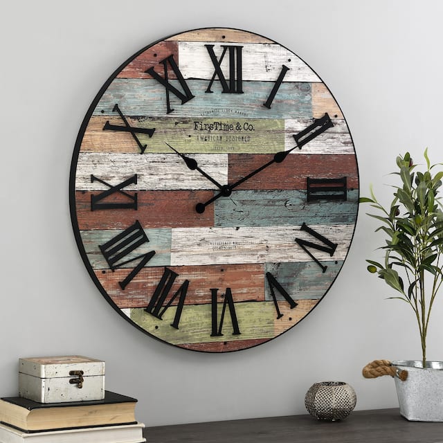 FirsTime & Co.® Emmett Farmhouse Shiplap Wall Clock, Plastic, 27 x 2 x