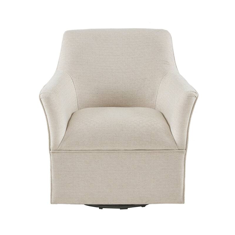 Roomfitters Swivel Glider Accent Chair, Upholstered Armchair with 360 Degree Gliding Base and Tight Cushion Design, Cream