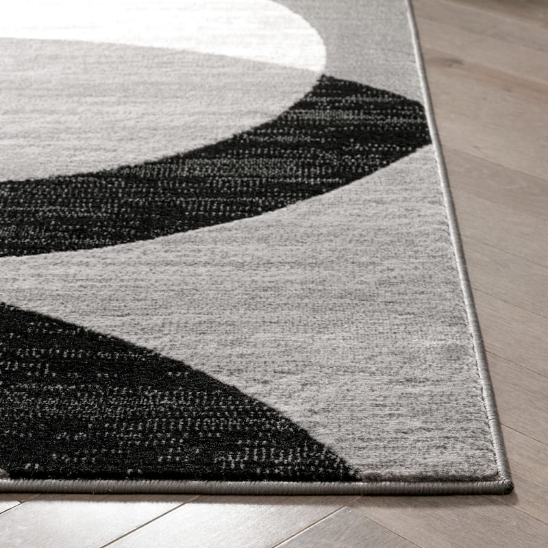 Well Woven Modern Geometric Circles Grey Runner Rug - 2' x 7'3"