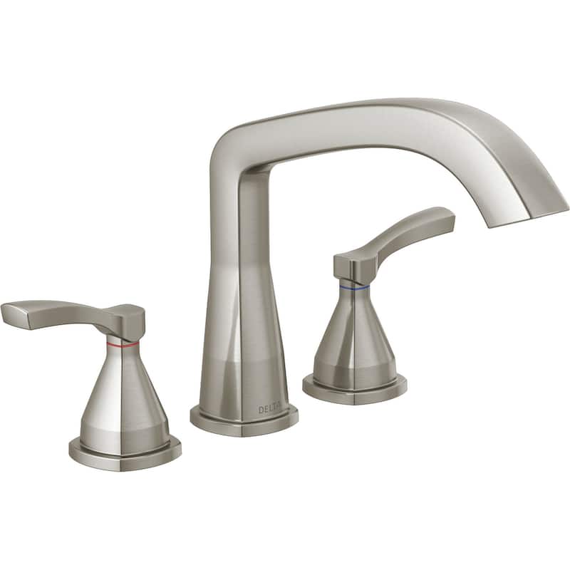 Delta Stryke Deck Mounted Roman Tub Filler with Lever Handles - Lumicoat Stainless