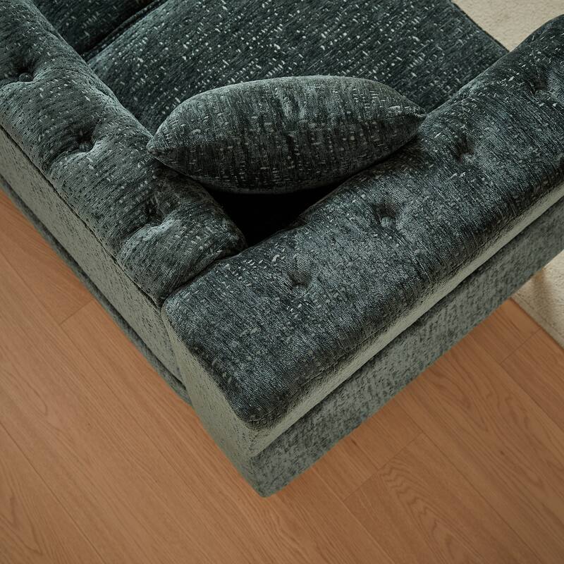81.5" Chenille L-Shaped Sectional Sofa, 5-Seater Corner Couch with 3 Cushions