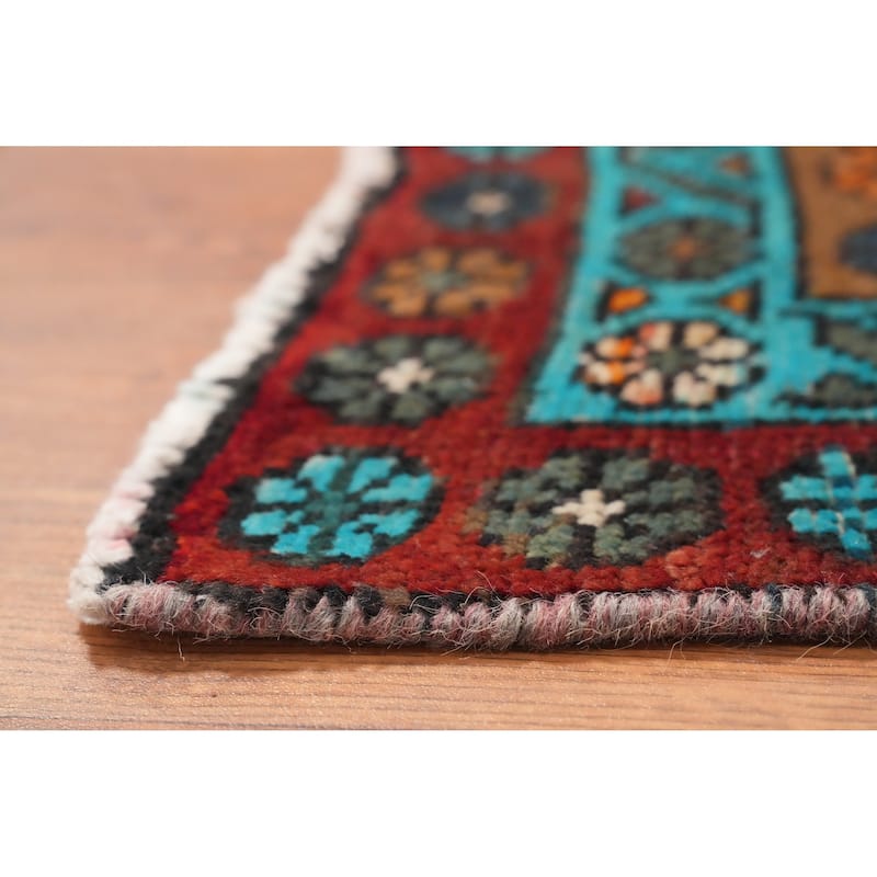 Hand Knotted Oriental 100% Wool Carpet Traditional Tribal Red Ardebil Runner Rug - 12' 6'' X 3' 8''