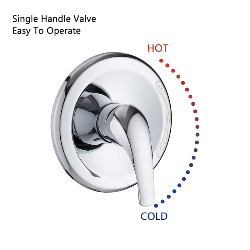 PROOX Drill-Free 5" Rain Shower Handheld Showerhead Combo Stainless Steel Slide Bar(Valve Included) - 5