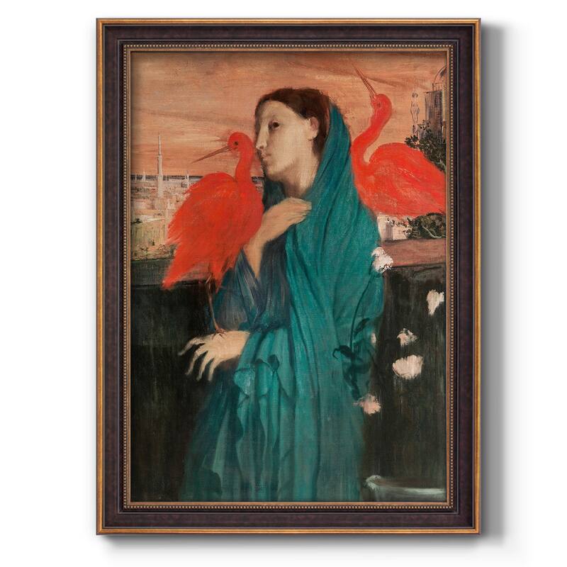 Young Woman with Ibis Premium Framed Canvas- Ready to Hang - 18X27 - Bronze