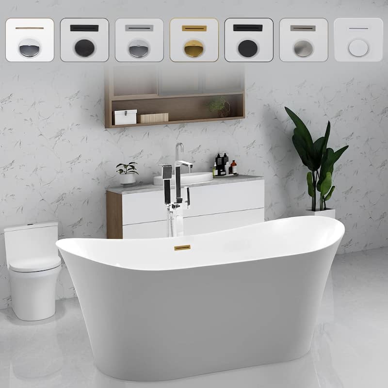 Vanity Art 67 inch Acrylic Freestanding Soaking Bathtub