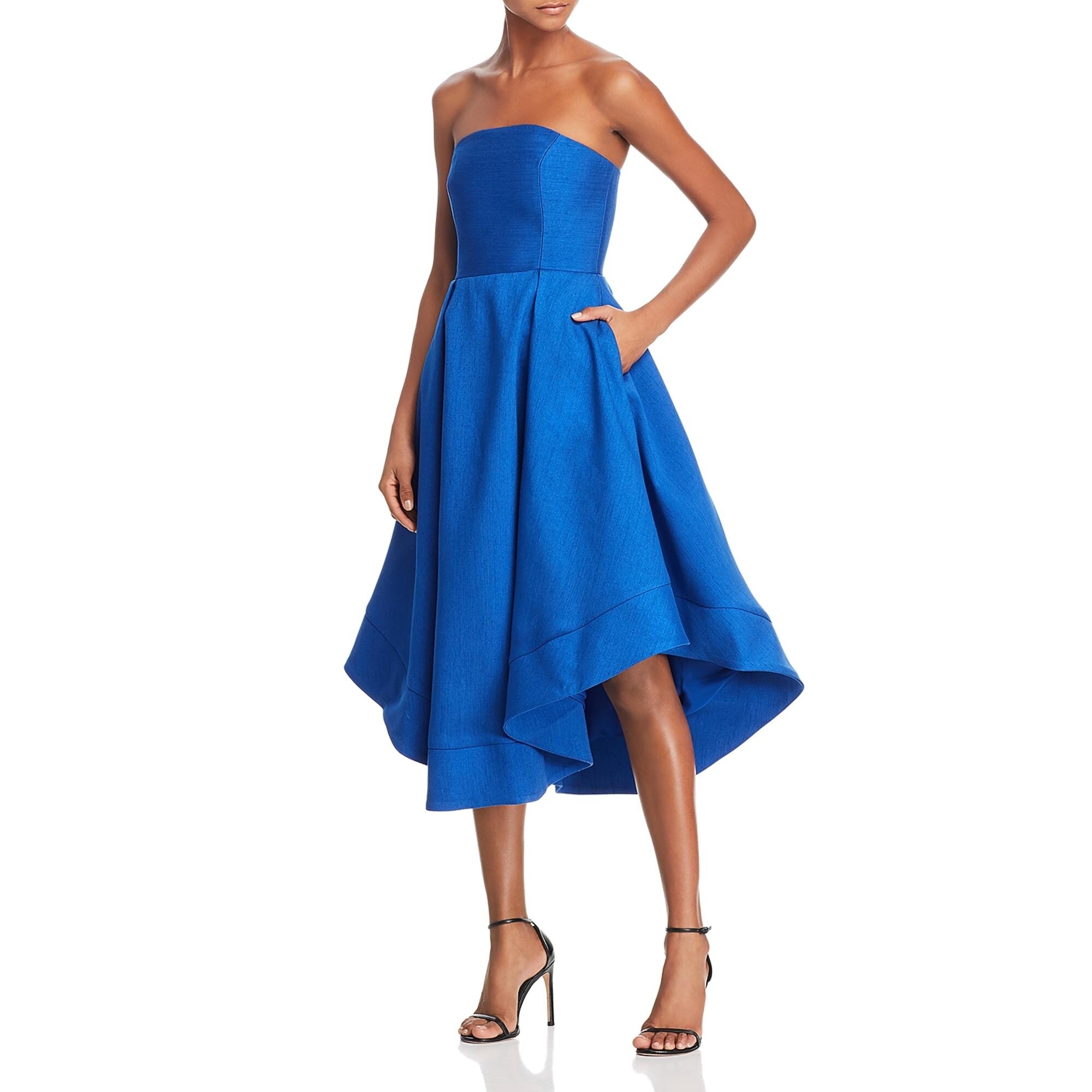 lapis strapless dress