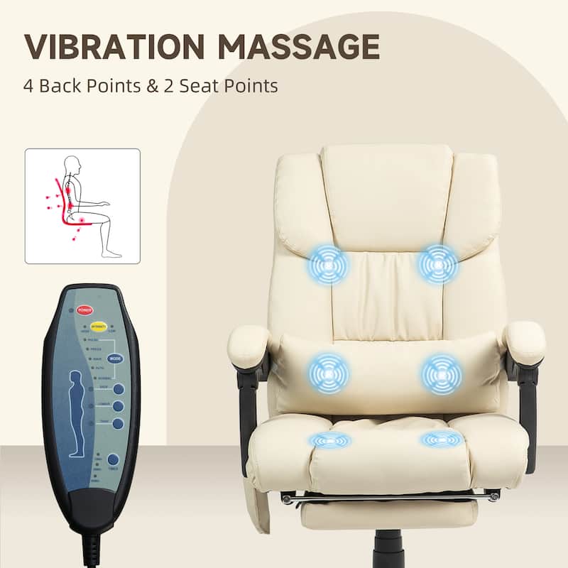 Vinsetto Office Desk Chair Recliner, Height Adjustable Movable Lumbar Support with 6-Point Vibrating Massage